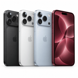 הדמיית iPhone 18 pro במבט קדמי ואחורי על רקע לבן